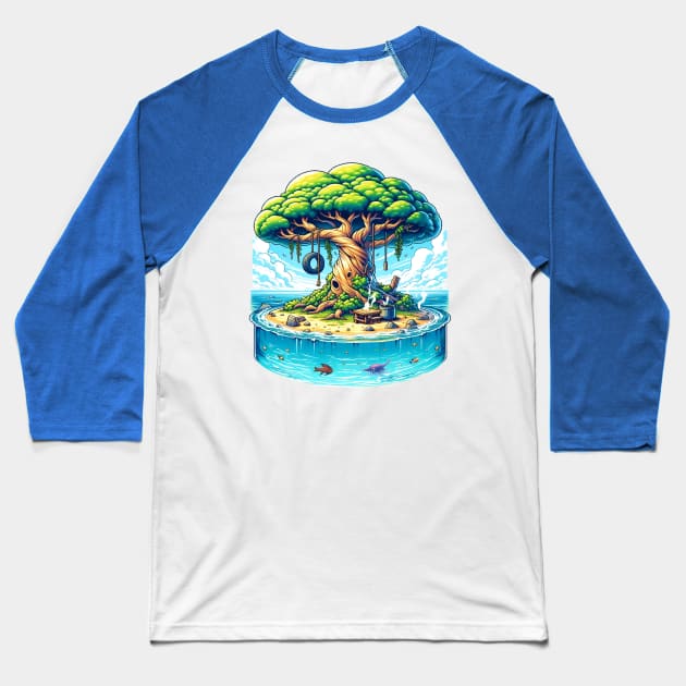 Tree of Knowledge: Ohara's Oasis in One Piece Baseball T-Shirt by Doming_Designs